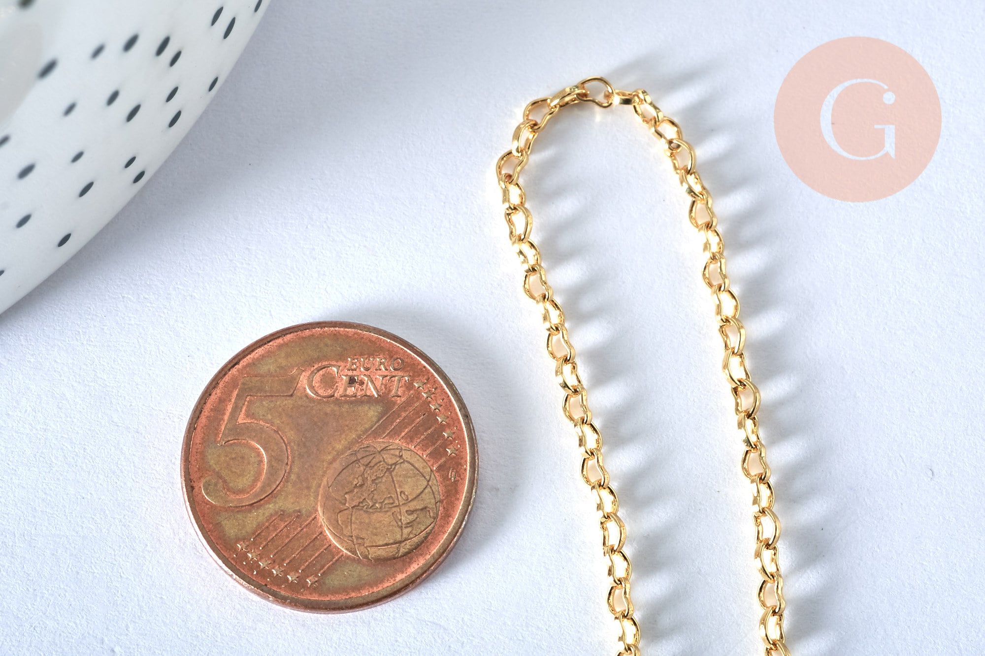 Collier Chaine complète avec fermoir maille coeur laiton doré 1.8x2.4mm/ 46cm, x1 (G5354)