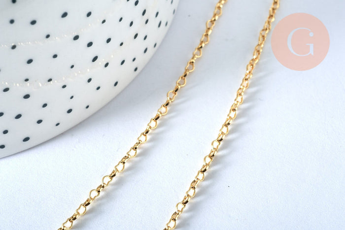 Collier Chaine complète avec fermoir maille coeur laiton doré 1.8x2.4mm/ 46cm, x1 (G5354)