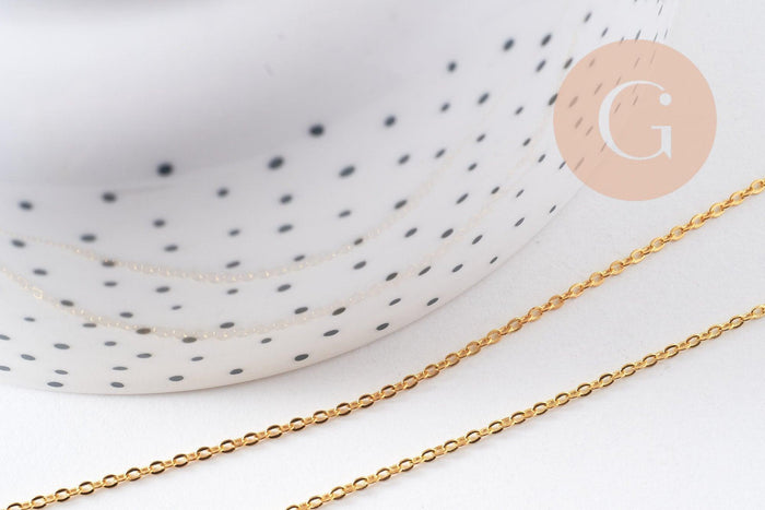 Collier Chaine complète collier laiton doré forçat 14K 1.5mm-40cm, x1 (G10115)