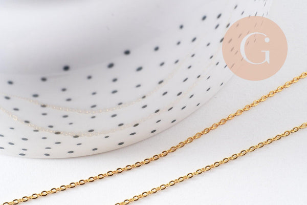 Collier Chaine complète collier laiton doré forçat 14K 1.5mm-40cm, x1 (G10115)
