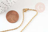 Collier Chaine complète forçat acier 304 inoxydable doré IP 2mm/50cm avec fermoir, x1 (G9300)