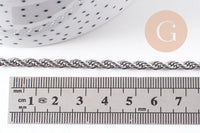 Collier Chaine complète torsadée acier 304 inoxydable platine 3.8mm/60cm, x1 (G1113)