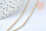 Collier Chaine fine boule avec fermoir laiton doré facettes 45cm-1.2mm, x1 (G0035)