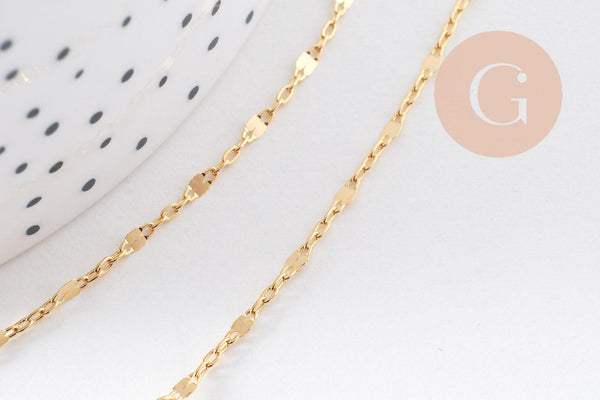 Collier Chaine fine complète avec fermoir collier cuivre doré fantaisie 16K 1.3 mm-45cm, x1 (G0309)