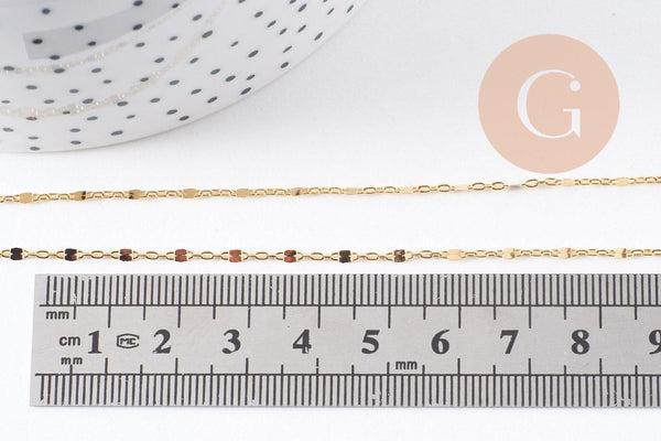 Collier Chaine fine complète avec fermoir collier cuivre doré fantaisie 16K 1.3 mm-45cm, x1 (G0309)