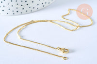 Collier Chaine fine dorée fantaisie 14K, fourniture créative, chaine complète,chaine plaquée or,1.5 mm, 40cm, x1 (G5277)