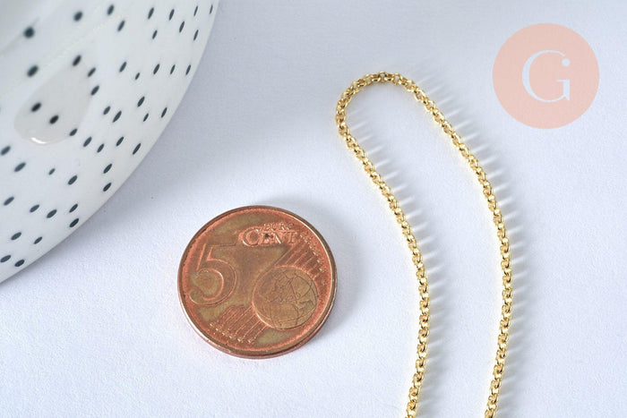 Collier Chaine fine dorée rolo 14K, fourniture créative, chaine collier, chaine complète, dorure 14k,1.5 mm, 45cm, x1 G5800