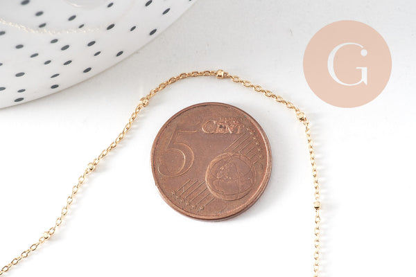 Collier Chaine fine dorée satellite cube cuivré doré 16K 1.2 mm -45cm, x1 (G0634)