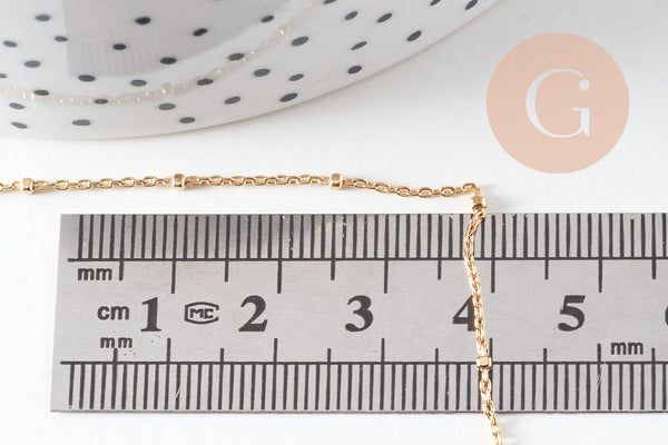 Collier Chaine fine dorée satellite cube cuivré doré 16K 1.2 mm -45cm, x1 (G0634)