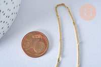Collier Chaine fine laiton doré fantaisie 14K 1.5 mm- 45cm, chaine collier, chaine complète avec fermoir x1 (G0575)