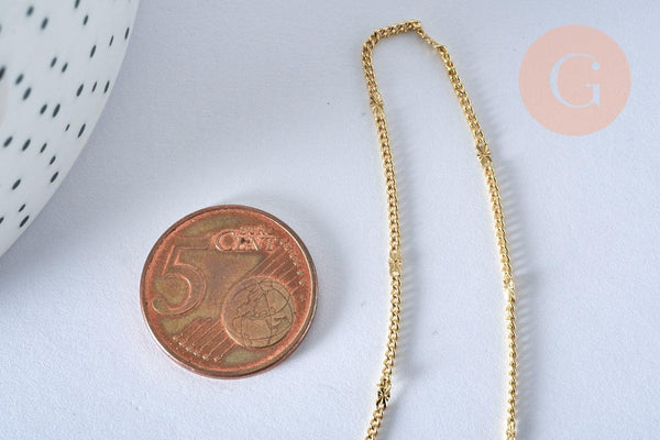 Collier Chaine fine laiton doré fantaisie 14K 1.5 mm- 45cm, chaine collier, chaine complète avec fermoir x1 (G0575)