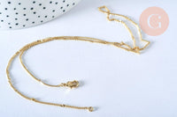Collier Chaine fine laiton doré fantaisie 14K 1.5 mm- 45cm, chaine collier, chaine complète avec fermoir x1 (G0575)