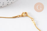 Collier Chaine fine laiton doré serpent,chaine qualité, création bijoux, chaine complète,chaine dorée,1.5 mm, 43cm, x1 (G10114)