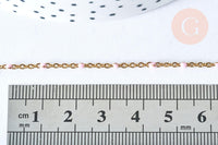 Collier Chaine laiton doré 18k fantaisie résine rose,chaine fantaisie dore,chaine complète,2mm,40cm, x1 G3488