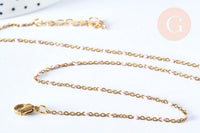 Collier Chaine laiton doré 18k fantaisie résine rose,chaine fantaisie dore,chaine complète,2mm,40cm, x1 G3488
