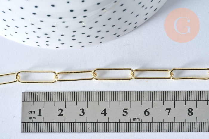 Collier Chaine laiton doré clair maille rectangle,chaine collier,chaine large,20x6.5mm,chaine complète 47.5cm, x1 G2630