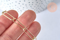 Collier Chaine laiton doré clair maille rectangle,chaine collier,chaine large,20x6.5mm,chaine complète 47.5cm, x1 G2630