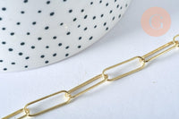 Collier Chaine laiton doré clair maille rectangle,chaine collier,chaine large,20x6.5mm,chaine complète 47.5cm, x1 G2630