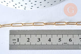 Collier Chaine laiton doré texturée maille rectangle,chaine collier,chaine large,12x3.5mm,chaine complète,49.5cm, x1 (G2410)