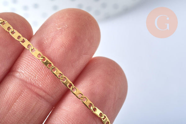 Collier Chaine marine avec fermoir acier 304 inoxydable doré 14k 1.7mm-45cm, x1 (G0156)