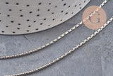 Collier Chaine serpent acier inoxydable platine 2mm/50cm, x1 (G11058)