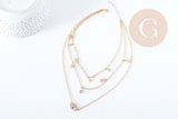 Collier Triple rangs breloques chance zamac doré, X1 (G8808)