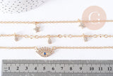 Collier Triple rangs breloques chance zamac doré, X1 (G8808)