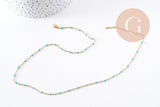 Collier Collier acier 304 inoxydable doré 14k résine turquoise 50cm, x1 (G10197)