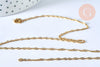 Collier chaine acier inoxydable doré 304 14k singapour 1.8mm/45cm, x1 (G1088)