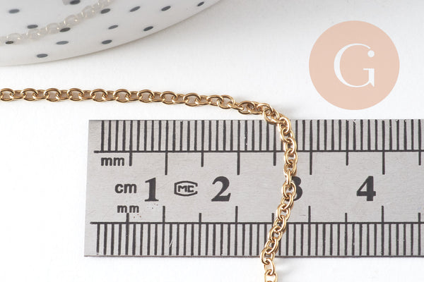 Collier chaine avec fermoir acier 304 inoxydable doré IP 14k forçat 1.9mm/45cm,x1 (G2088)