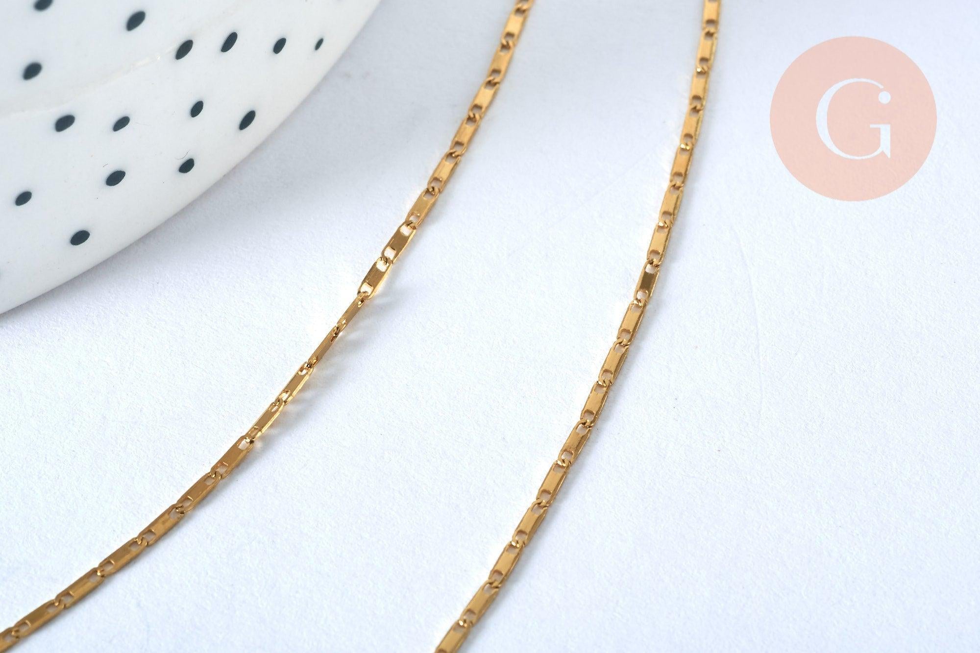 Collier chaine complète acier dorée 14k acier 305 inoxydable doré 1.7mm/45cm, x1 (G2209)
