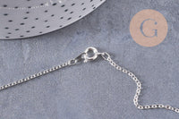 Collier Chaine complète avec fermoir laiton argenté forçat 2mm-40cm, x1 (G0574)