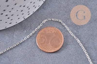 Collier Chaine complète avec fermoir laiton argenté forçat 2mm-40cm, x1 (G0574)