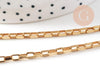 Collier chaine complète avec fermoir maille rectangle acier 304 inoxydable doré 18k 5x2.5mm/45cm, x1 (G2994)