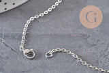 Collar cadena forzada acero inoxidable platino 2mm/37.8cm, x1 VÁLIDO
