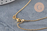 Adjustable 304 stainless steel gold IP 2mm/51cm curb chain necklace, x1 (G11257)
