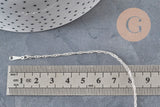 Collar cadena singapur acero inoxidable plateado 2mm/43cm, x1 (G11203)