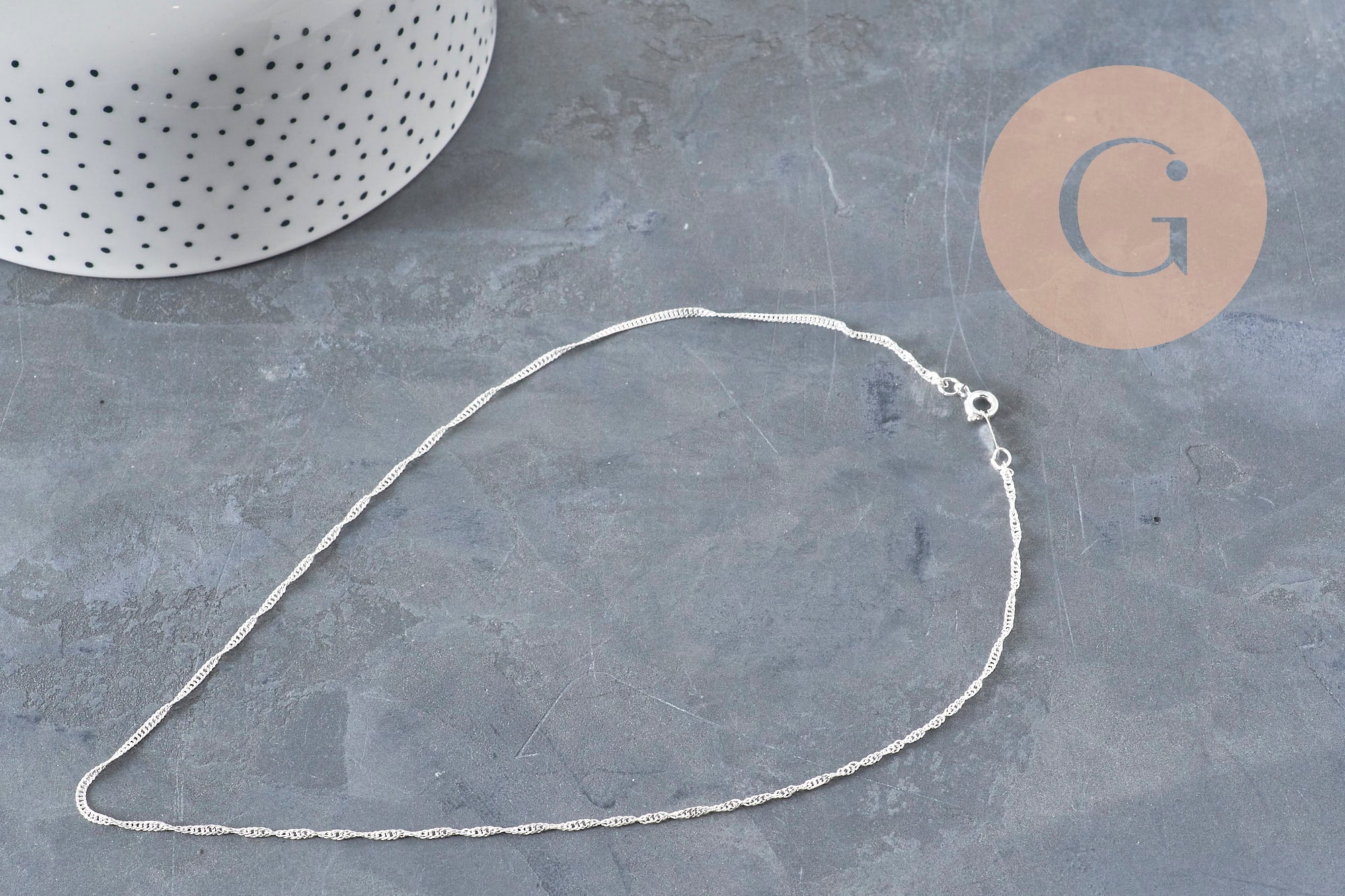 Collier chaine singapour acier inoxydable argenté 2mm/43cm, x1 (G11203)