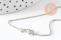 Collier collier chaine boule laiton platine facettes 1.2 mm/45cm, x1 (G5350)