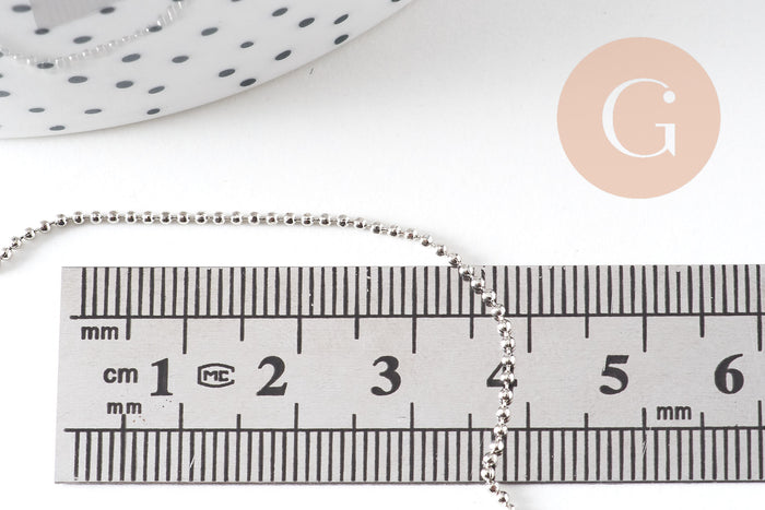 Collier collier chaine boule laiton platine facettes 1.2 mm/45cm, x1 (G5350)