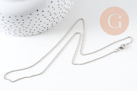 Collier collier chaine boule laiton platine facettes 1.2 mm/45cm, x1 (G5350)
