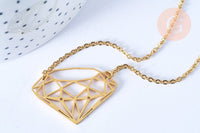 Collier diamant acier inoxydable doré 14k 45cm,idée cadeau anniversaire, x1 (G7142)