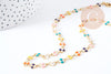 Collier fantaisie émail multicolore acier 304 inoxydable doré 45cm, idée cadeau femme x1 G8807