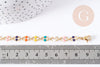 Collier fantaisie émail multicolore acier 304 inoxydable doré 45cm, idée cadeau femme x1 G8807