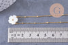 Collier fleur nacre naturelle chaine acier inoxydable doré PVD 18k 45cm, x1 (10581)