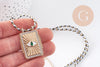 Collier médaille émaillée Oeil zamac doré, collier cordon tressé 45cm x1 (G10364-1)