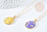 Collier Collier médaille étoile émaillée doré 304 inoxydable émaillé 45-50mm, x1 (G7647)