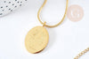 Collier médaille gravée ovale signe astrologique acier 304 inoxydable doré 30x20mm, x1 (G7648)
