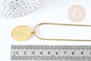 Collier médaille gravée ovale signe astrologique acier 304 inoxydable doré 30x20mm, x1 (G7648)
