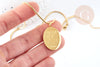 Collier médaille gravée ovale signe astrologique acier 304 inoxydable doré 30x20mm, x1 (G7648)